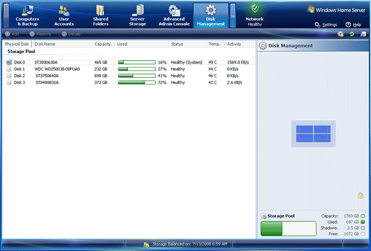 Windows Home Server Disk Management Interface (2010)